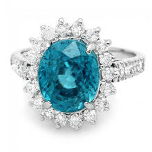 Load image into Gallery viewer, 6.80 Carats Natural Very Nice Looking Zircon and Diamond 14K Solid White Gold Ring
