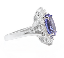 Load image into Gallery viewer, 5.90 Carats Natural Tanzanite and Diamond 14k Solid White Gold Ring