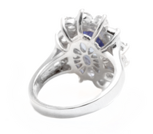 Load image into Gallery viewer, 5.90 Carats Natural Tanzanite and Diamond 14k Solid White Gold Ring