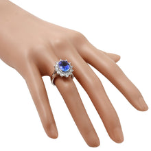 Load image into Gallery viewer, 5.90 Carats Natural Tanzanite and Diamond 14k Solid White Gold Ring