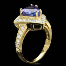 Load image into Gallery viewer, 4.00 Carats Natural Very Nice Looking Tanzanite and Diamond 14K Solid Yellow Gold Ring