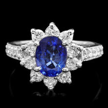 Load image into Gallery viewer, 2.80 Carats Natural Sapphire and Diamond 14K Solid White Gold Ring