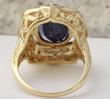 Load image into Gallery viewer, 5.66 Carats Exquisite Natural Blue Sapphire and Diamond 14K Solid Yellow Gold Ring