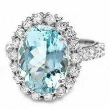 Load image into Gallery viewer, 8.65 Carats Natural Impressive Natural Aquamarine and Diamond 14K White Gold Ring
