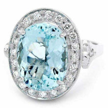 Load image into Gallery viewer, 7.55 Carats Natural Impressive Natural Aquamarine and Diamond 14K White Gold Ring