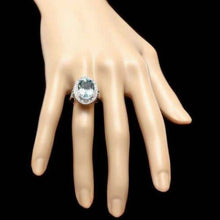 Load image into Gallery viewer, 7.55 Carats Natural Impressive Natural Aquamarine and Diamond 14K White Gold Ring