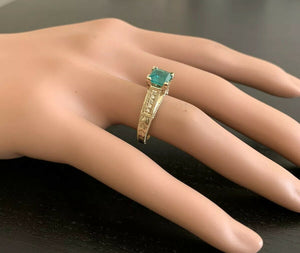 2.60 Carats Natural Emerald and Diamond 14K Solid Yellow Gold Ring