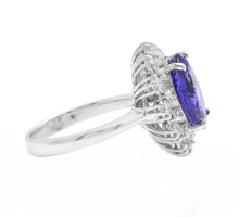 Load image into Gallery viewer, 6.30 Carats Natural Very Nice Looking Tanzanite and Diamond 14K Solid White Gold Ring