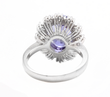 Load image into Gallery viewer, 6.30 Carats Natural Very Nice Looking Tanzanite and Diamond 14K Solid White Gold Ring