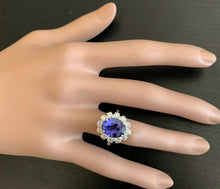 Load image into Gallery viewer, 6.30 Carats Natural Very Nice Looking Tanzanite and Diamond 14K Solid White Gold Ring
