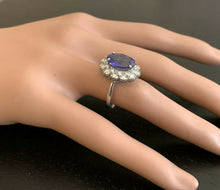 Load image into Gallery viewer, 6.30 Carats Natural Very Nice Looking Tanzanite and Diamond 14K Solid White Gold Ring