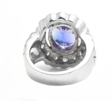Load image into Gallery viewer, 5.75 Carats Natural Very Nice Looking Tanzanite and Diamond 14K Solid White Gold Ring