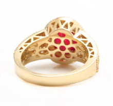 Load image into Gallery viewer, 7.15 Carats Red Ruby and Natural Diamond 14k Solid Yellow Gold Ring