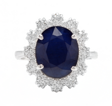 Load image into Gallery viewer, 7.20 Carats Natural Sapphire and Diamond 18K Solid White Gold Ring