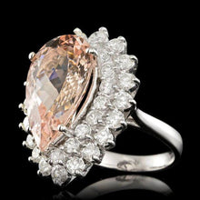 Load image into Gallery viewer, 10.00 Carats Natural Morganite and Diamond 14K Solid White Gold Ring