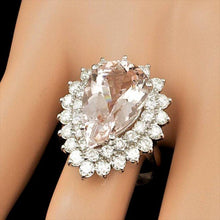 Load image into Gallery viewer, 10.00 Carats Natural Morganite and Diamond 14K Solid White Gold Ring