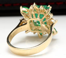 Load image into Gallery viewer, 5.05 Carats Natural Emerald and Diamond 14K Solid Yellow Gold Ring