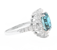 Load image into Gallery viewer, 6.80 Carats Natural Very Nice Looking Zircon and Diamond 18K Solid White Gold Ring