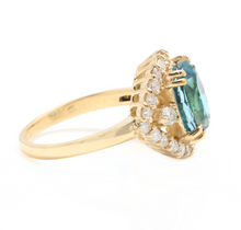 Load image into Gallery viewer, 7.00 Carats Natural Very Nice Looking Blue Zircon and Diamond 14K Solid Yellow Gold Ring