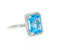 Load image into Gallery viewer, 8.35 Carats Impressive Natural Swiss Blue Topaz and Diamond 14K Solid White Gold Ring