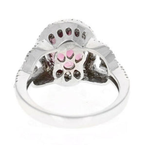 4.10 Carats Natural Very Nice Looking Tourmaline and Diamond 14K Solid White Gold Ring