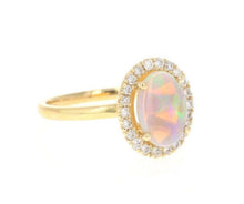 Load image into Gallery viewer, 1.75 Carats Natural Impressive Ethiopian Opal and Diamond 14K Solid Yellow Gold Ring