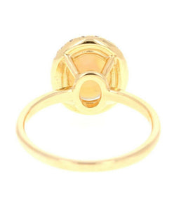 1.75 Carats Natural Impressive Ethiopian Opal and Diamond 14K Solid Yellow Gold Ring