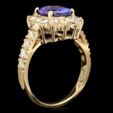 Load image into Gallery viewer, 3.85 Carats Natural Very Nice Looking Tanzanite and Diamond 14K Solid Yellow Gold Ring