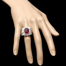 Load image into Gallery viewer, 7.70Ct Natural Red Ruby and Diamond 14k Solid White Gold Men&#39;s Ring