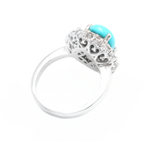 Load image into Gallery viewer, 3.50 Carats Impressive Natural Turquoise and Diamond 14K White Gold Ring