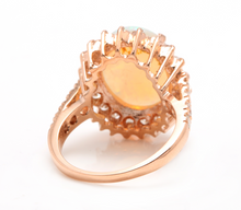 Load image into Gallery viewer, 7.30 Carats Natural Impressive Australian Opal and Diamond 14K Solid Rose Gold Ring