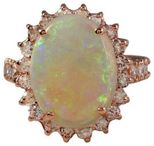 Load image into Gallery viewer, 6.80 Carats Natural Impressive Australian Opal and Diamond 14K Solid Rose Gold Ring