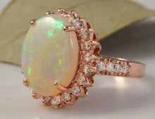 Load image into Gallery viewer, 6.80 Carats Natural Impressive Australian Opal and Diamond 14K Solid Rose Gold Ring