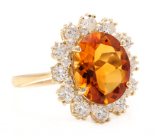 Load image into Gallery viewer, 7.15 Carats Exquisite Natural Madeira Citrine and Diamond 14K Solid Yellow Gold Ring