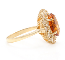 Load image into Gallery viewer, 7.15 Carats Exquisite Natural Madeira Citrine and Diamond 14K Solid Yellow Gold Ring