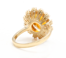 Load image into Gallery viewer, 7.15 Carats Exquisite Natural Madeira Citrine and Diamond 14K Solid Yellow Gold Ring