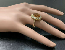 Load image into Gallery viewer, 7.15 Carats Exquisite Natural Madeira Citrine and Diamond 14K Solid Yellow Gold Ring