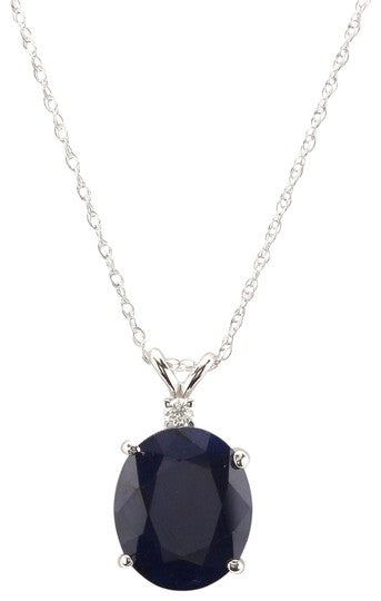 8.55Ct Natural Sapphire and Diamond 14K Solid White Gold Necklace