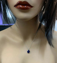 Load image into Gallery viewer, 8.55Ct Natural Sapphire and Diamond 14K Solid White Gold Necklace