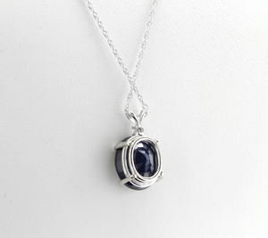 8.55Ct Natural Sapphire and Diamond 14K Solid White Gold Necklace