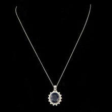 Load image into Gallery viewer, 9.30Ct Natural Sapphire and Diamond 14K Solid White Gold Necklace