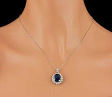 Load image into Gallery viewer, 9.30Ct Natural Sapphire and Diamond 14K Solid White Gold Necklace