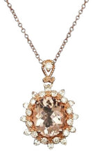 Load image into Gallery viewer, 3.65Ct Natural Morganite and Diamond 14K Solid Rose Gold Necklace