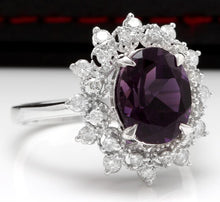 Load image into Gallery viewer, 3.60 Carats Natural Amethyst and Diamond 14K Solid White Gold Ring