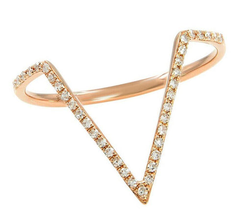 Splendid 0.15 Carats Natural Diamond 14K Solid Rose Gold Ring