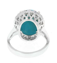 Load image into Gallery viewer, 7.65 Carats Impressive Natural Turquoise and Diamond 14K White Gold Ring