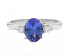 Load image into Gallery viewer, 1.86 Carats Natural Very Nice Looking Tanzanite and Diamond 14K Solid White Gold Ring