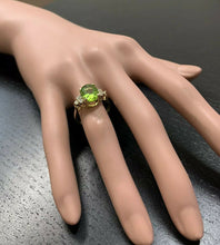 Load image into Gallery viewer, 3.25 Carats Impressive Natural Peridot and Diamond 14K Yellow Gold Ring