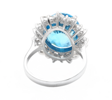 Load image into Gallery viewer, 11.05 Carats Impressive Natural Swiss Blue Topaz and Diamond 14K Solid White Gold Ring