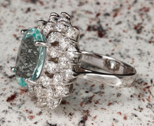 Load image into Gallery viewer, 9.14 Carats Natural Aquamarine and Diamond 14K Solid White Gold Ring